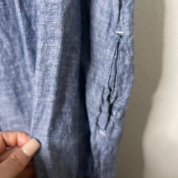 Clorinda Antinori Italian 100% Linen Maxi Dress Denim Blue XS Tiered Ruffle - Picture 5 of 10